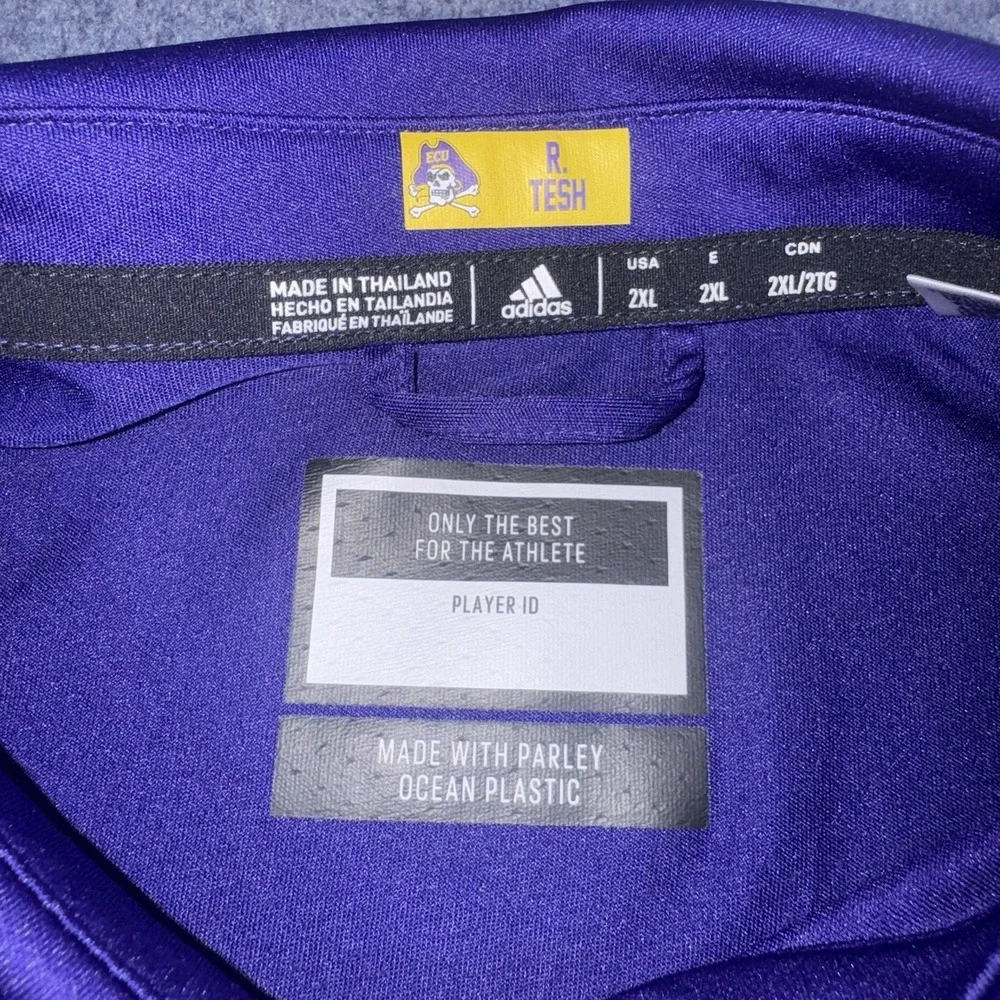 Adidas ECU Pirates Polo Shirt Purple Climalite 2XL East Carolina University